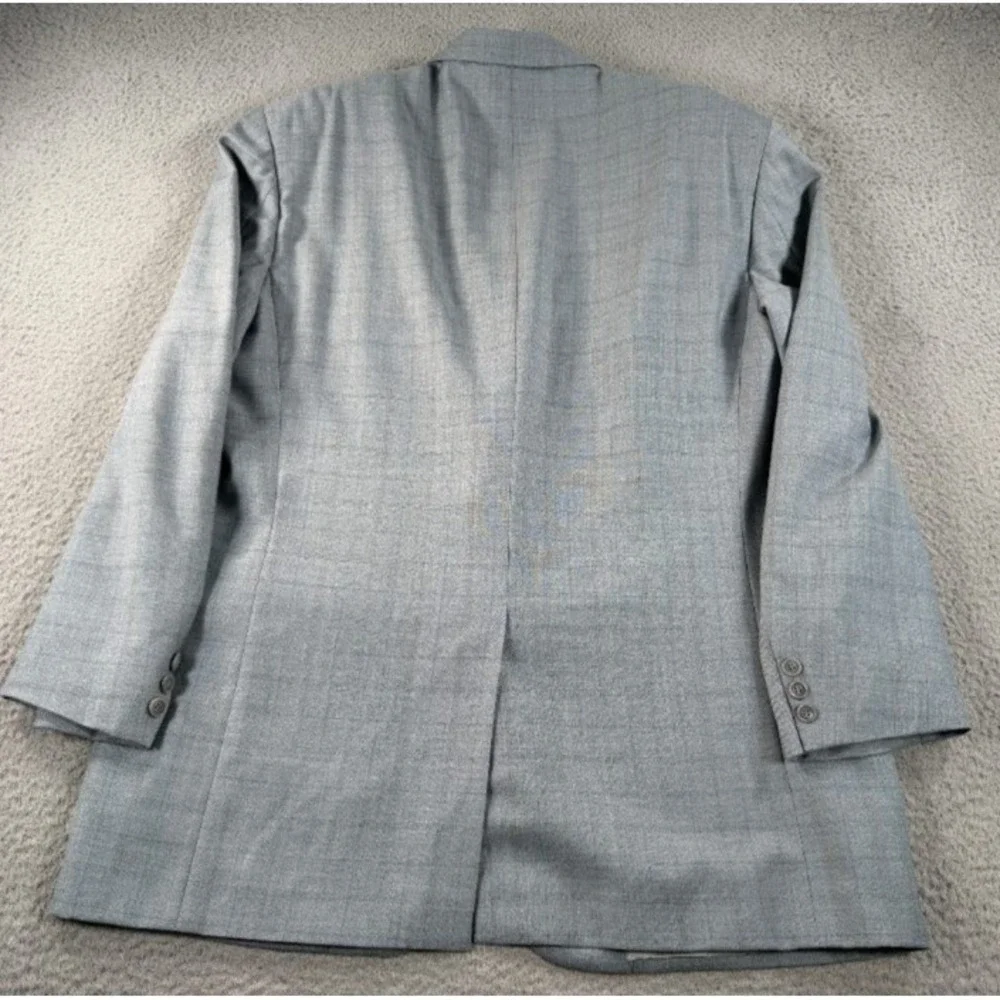 Ravazzolo Blazer Mens 46R Gray Sports Coat Wool Windowpane Two Button Italy‎